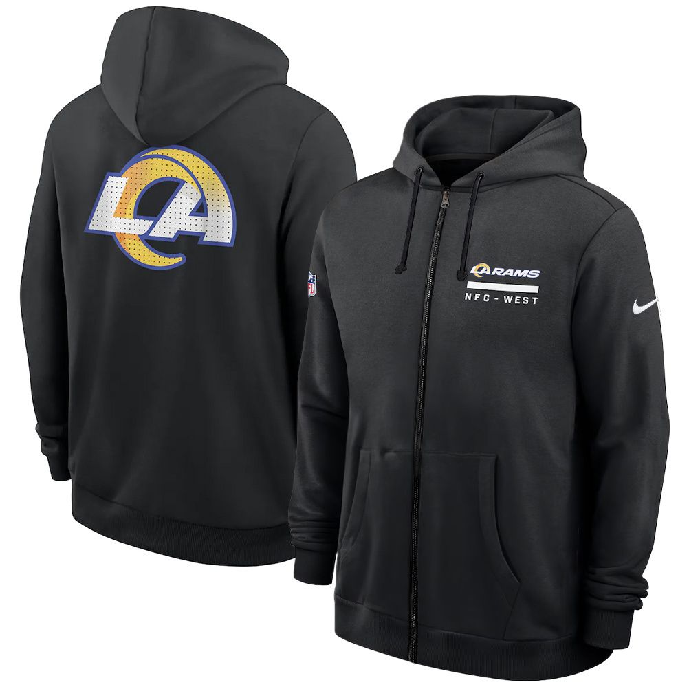 Men 2026 NFL Los Angeles Rams zip-up hoodie black 01->los angeles rams->NFL Jersey